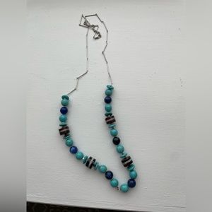 Necklace custume beads black blue